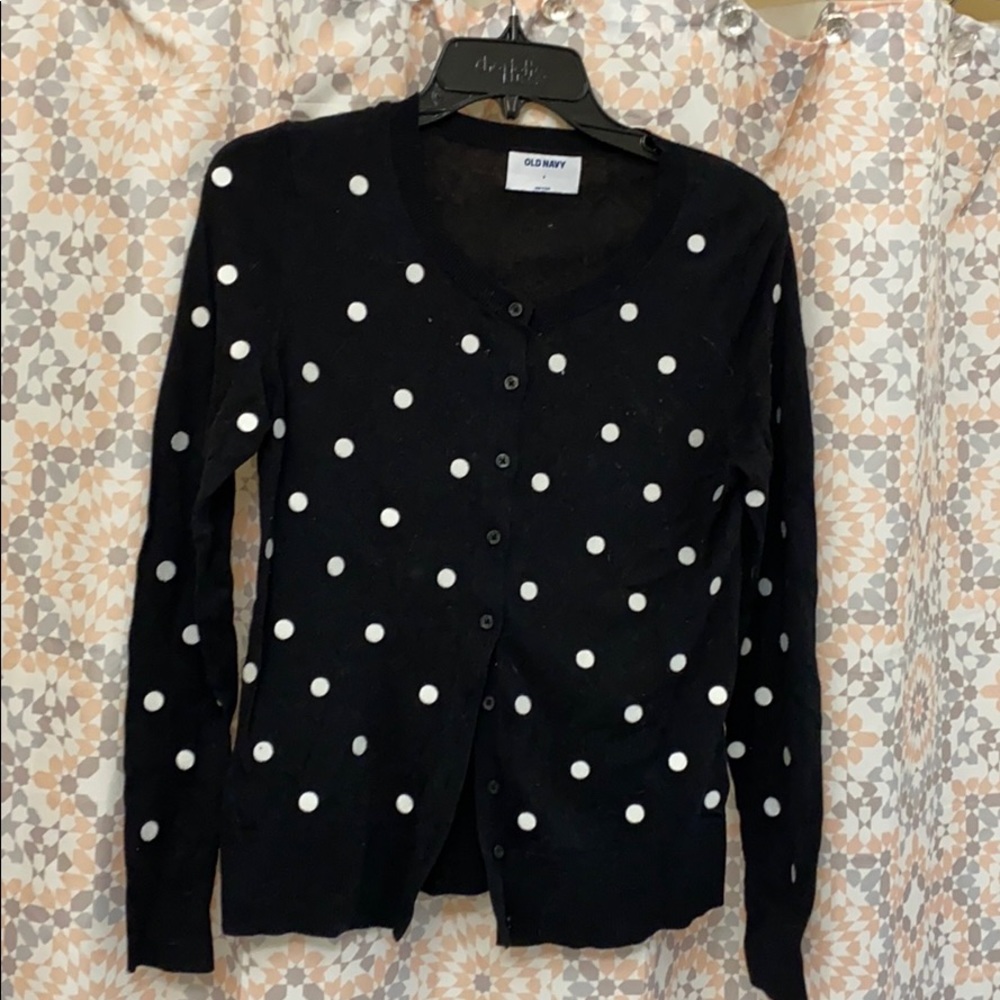 Black and white polka dot cardigan